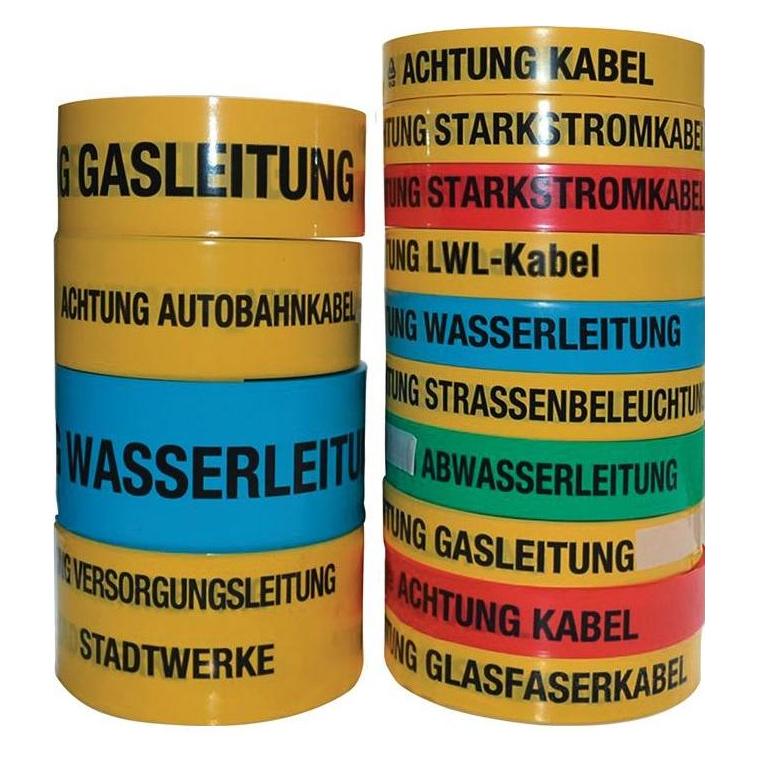 Multicoll Trassenwarnband Aufdruck Achtung Gasleitung Breite 40 mm Länge 250 m gelb (40 mm) (15 015 040 250 01 0005)