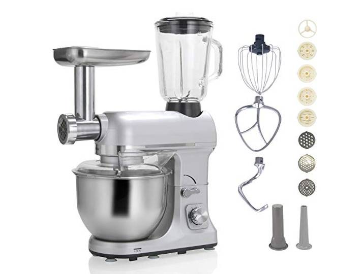 Robot Multifonctions 5l 1000w Silver Avec Hachoir Et Blender 1\,5l En Verre - ROBIMIX SILVER