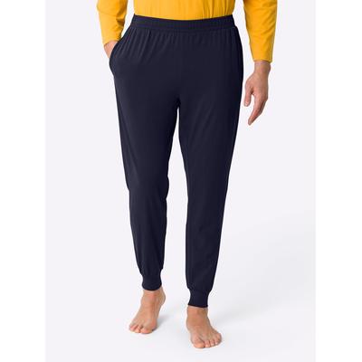 Schlafhose, Herren, Gr. 48/50, Normalgrößen, blau (marine), 100% Baumwolle, unifarben, Hosen Schlafhose