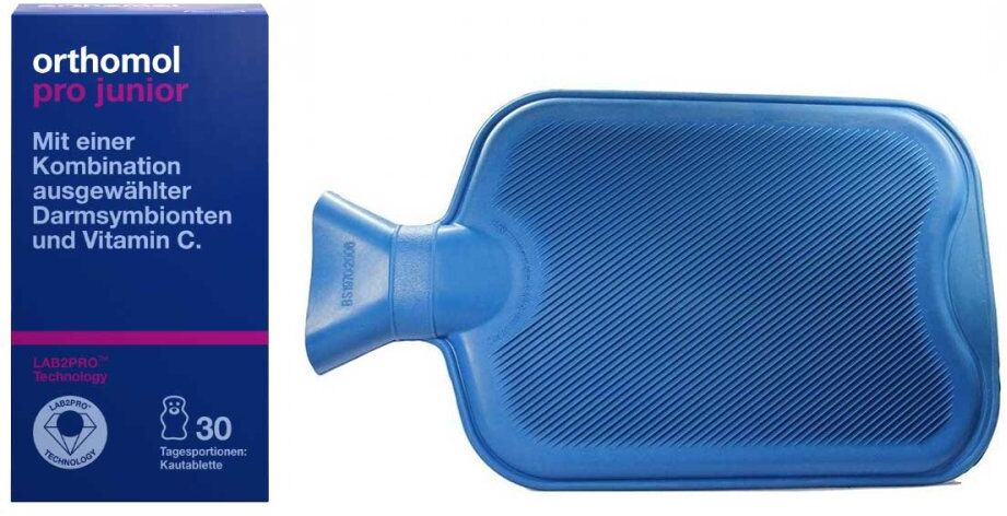 Orthomol Pro junior Kautablette Erdbeere 30 Stk. + Wärmflasche 1Pck