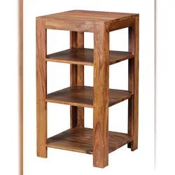 KADIMA DESIGN Standregal MUMBAI Massiv-Holz Sheesham 80 cm Wohnzimmer-Regal mit 3 Ablagefächer Design Landhaus-Stil
