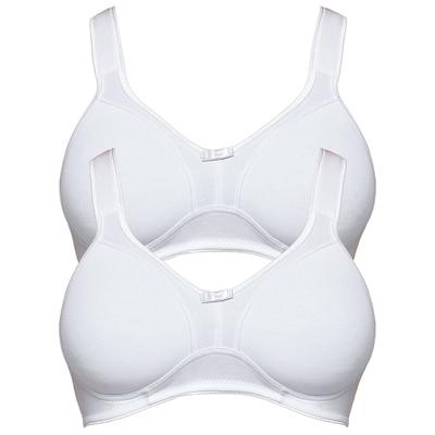 Entlastungs-BH SUSA "2er Pack Entlastungs BH ohne Bügel Basics", Damen, Gr. 95, Cup B, weiß (weiß weiß), Stoff, Obermaterial: 97% Baumwolle CO. 3% Elasthan EL., BHs Entlastungs-BH