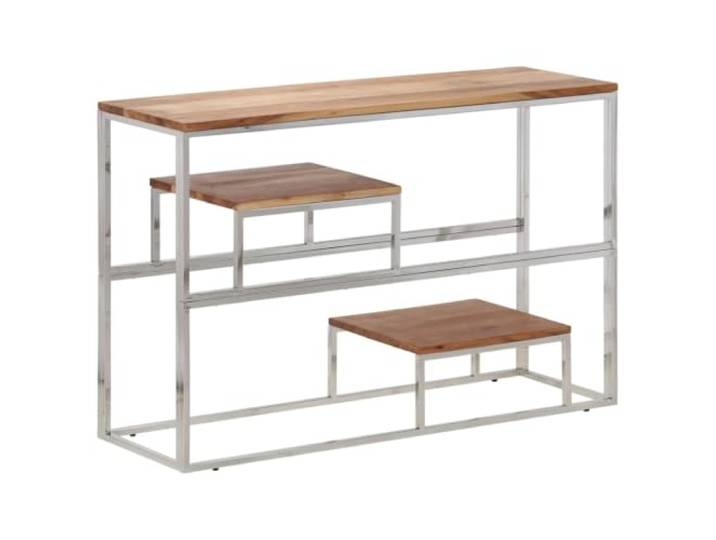 KDACVBMG Konsolentisch, Edelstahl und Massivholz, Akazienholz Massive Akazienoberfläche, Edelstahlrahmen, schmutzabweisende Oberfläche, modernes Design