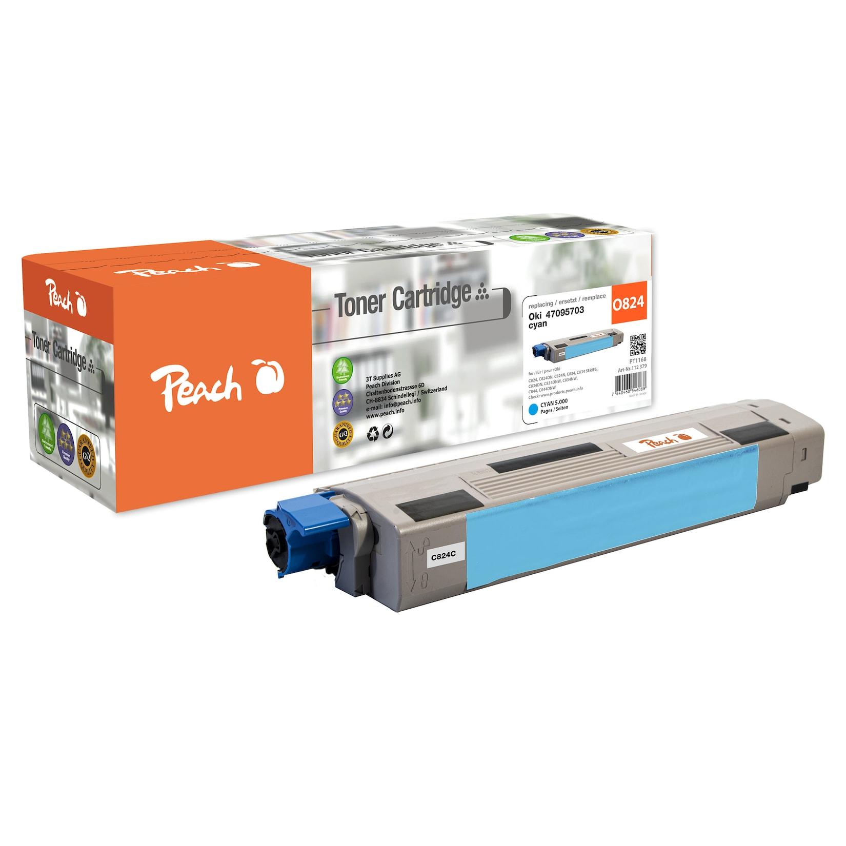 Peach O4709 Toner cy ersetzt OKI 47095703 für z.B. OKI C 834 DN, OKI C 834, OKI C 824 dn, OKI C 824 n, OKI C 824, OKI C 834 dnw, OKI C 834 nw (wiederaufbereitet)
