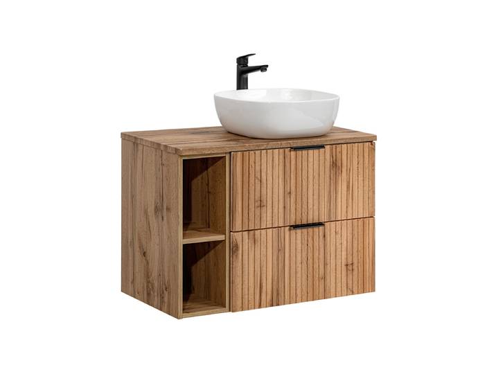 Meuble simple vasque 80cm 2 niches Adriel Bois