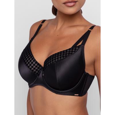 Halbschalen-BH DORINA "Julianna", Damen, Gr. 75, Cup G, schwarz, Mesh, Satin, Obermaterial: 60% Polyester, 32% Polyamid, 8% Elasthan, BHs, flocked Mesh & Satin, gepolsterte Cups