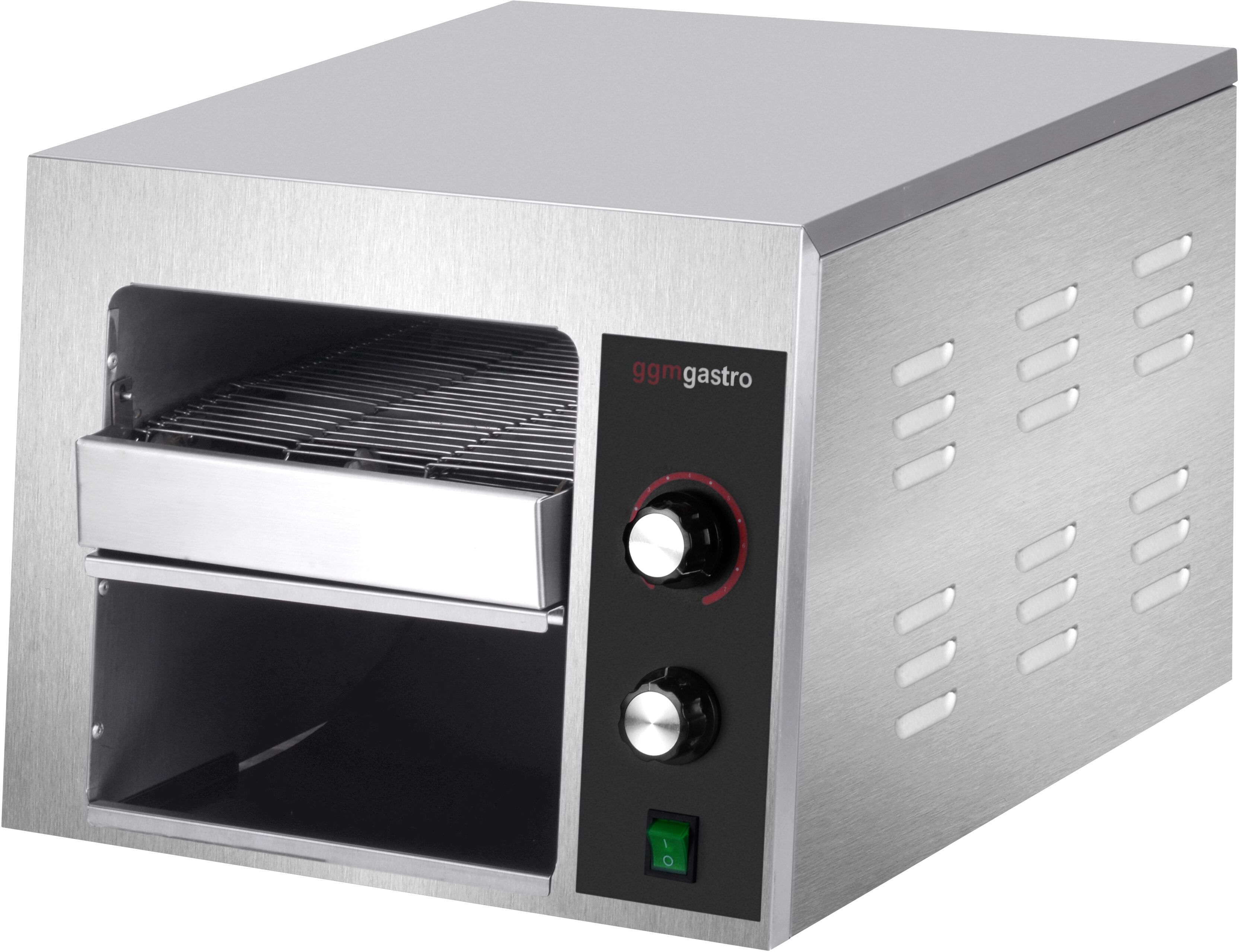GGM Gastro Doorloop broodrooster - 1,3kW - met 2 verwarmingszones zilver