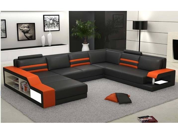 JVmoebel Ecksofa Designer Eckcouch aus Leder mit LED-Beleuchtung, Made in Europa