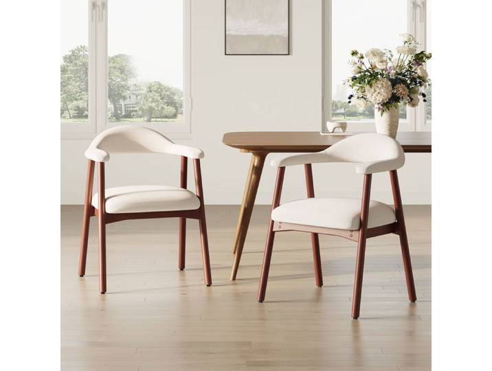 COLAMY Chaise - Lot de 2 chaises de salle à manger – assise rembourrée pieds en bois - beige
