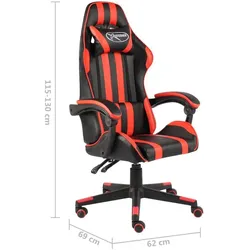 vidaXL Casono (Ohne Fussablage), Gaming Stuhl, Rot