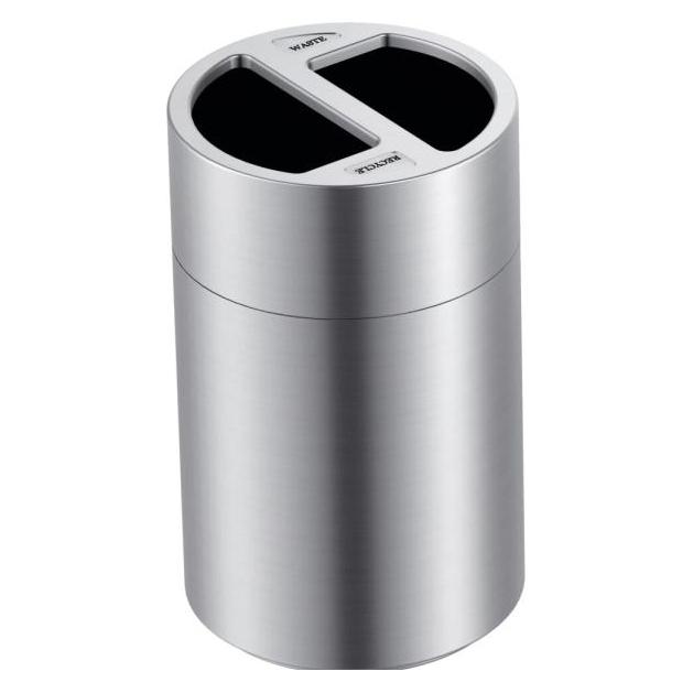 ReinigungsBerater Grossvolumiger Recycling-Mülleimer 2 x 60 L Aluminium Recycling Behälter mit 2 Kunststoffinneneimern (60 l) (V-P-176588)