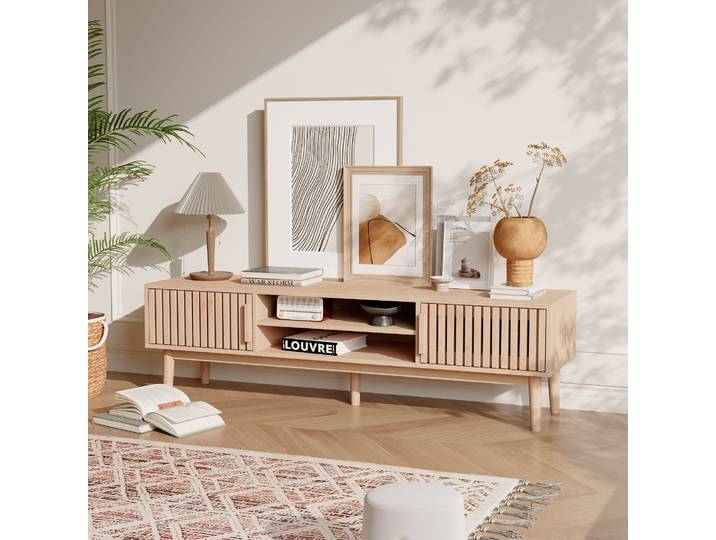 Meuble TV Rosahqnda, support TV, étagère TV pour téléviseurs jusqu'à 65 pouces, meuble bas, 48*40*150cm, pour salon, salle de divertissement