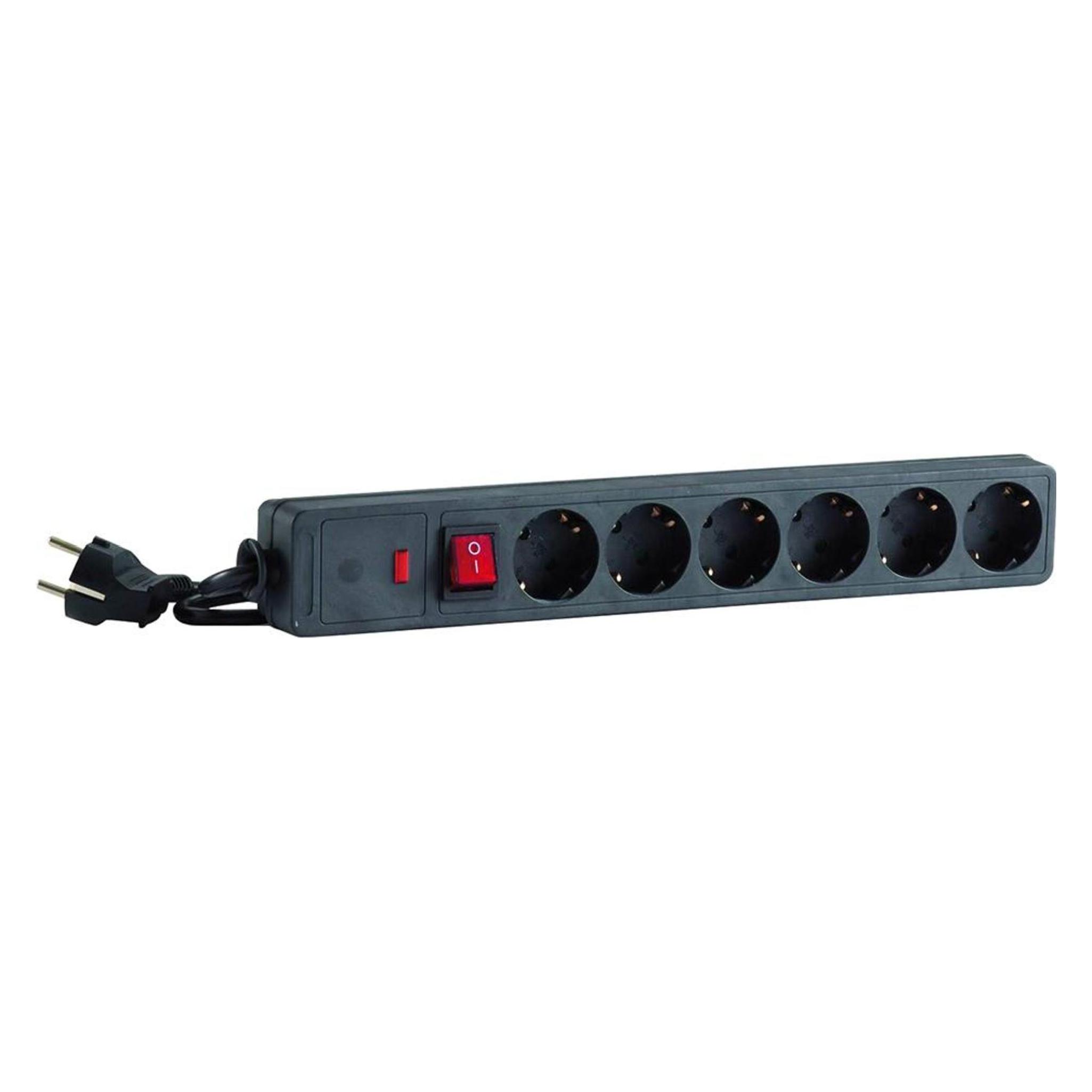 Hedi Steckdosenleiste. Farbe schwarz 6x Schuko 250 V m (CEE 7/3, 1.40 m) (SLS614SÜ)