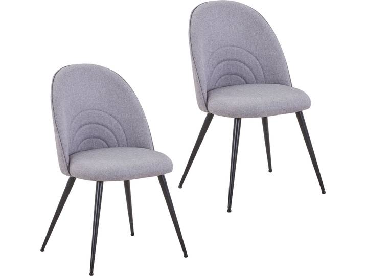 SVITA ANITA 2-er Set Esszimmerstühle Polsterstühle Stoffbezug Metallbeine Grau