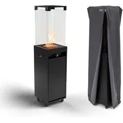 MAESTRO FERRETERO MF - Gasheizer fuer Aussen Faro bis 8 kW tragbar mit Sicherheitsglas schwarz