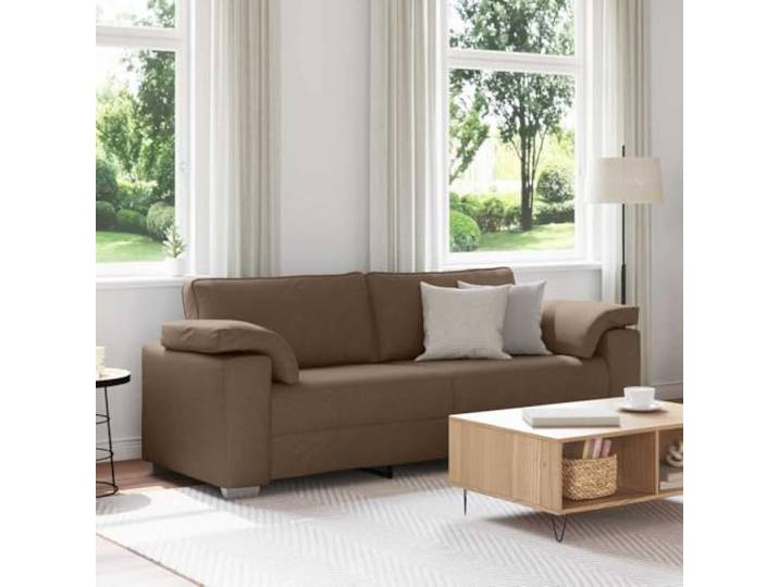 pokgdf 3-Sitzer Sofa Stoff Braun 220 cm Moderner Wohnzimmer-Sofa, Breite Armlehnen, Atmungsaktives Design, Langlebig