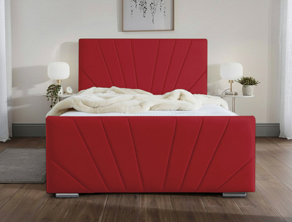 Etta Avenue Ebenezer Upholstered Bed Frame Red Double (4'6)