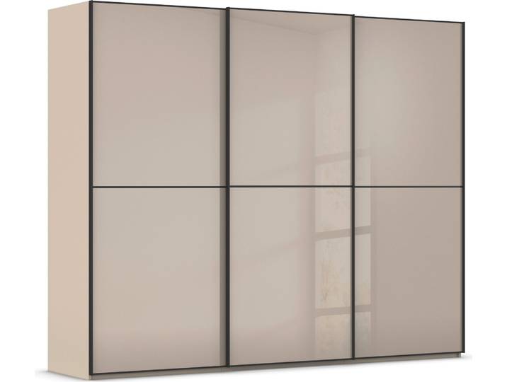 Schwebetürenschrank, Holzwerkstoff, Beige, 271×223×68 cm, Glas-Front, Modern, Rauch