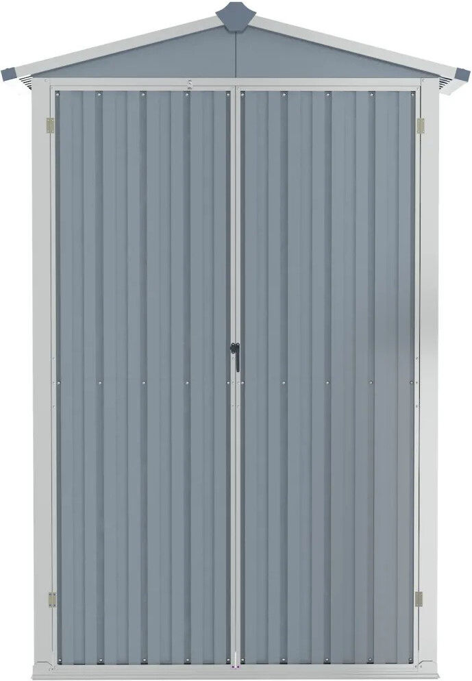 Dakota Fields Tubac Garden Shed Galvanised Steel Outdoor Tool Storage Shed Grey 107.5cm W X 46cm D X 183cm H
