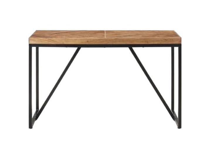 KDACVBMG Esstisch, 120 x 60 x 76 cm, Massivholz, Akazie, Mangoholz Füße aus pulverbeschichtetem Stahl, schwarz, Fischgräten- und Mosaik-Design, für Küche, Esszimmer, Unikat
