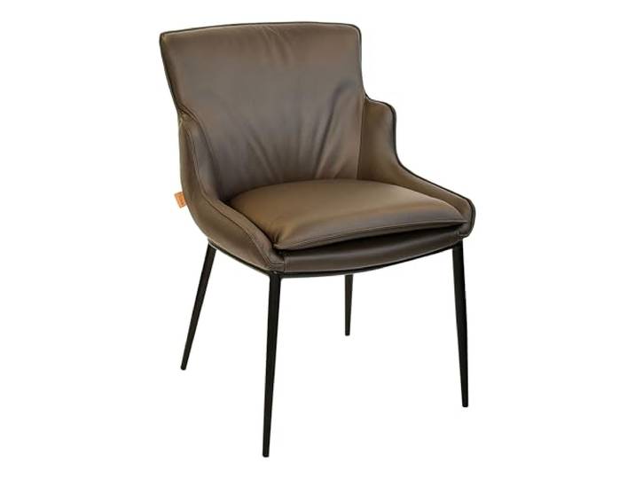 SIX Komfortabler Lusso Echtleder Stuhl - Hochwertiges Rindsleder, belastbar bis 150 kg, ergonomisch, stabil, ideal für Esszimmer, Büro, Konferenzraum - in Braun