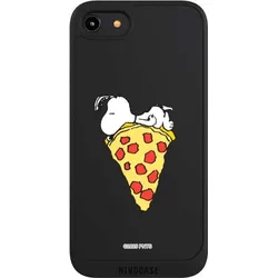 Nivocase Handyhülle für Apple iPhone 8 Hülle NIVOpure Case Schwarz Pizza Peanuts Snoopy (Apple iPhone 8), Smartphone Hülle, Schwarz