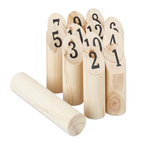 Relaxdays Kubb werpspel van hout in natuurlijke kleuren voor kinderen en volwassenen