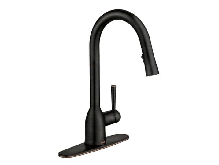 Moen Adler 87233BRB Küchenarmatur mit Einhandgriff, hoher Bogen, ausziehbar, mit Power Clean, mediterrane Bronze