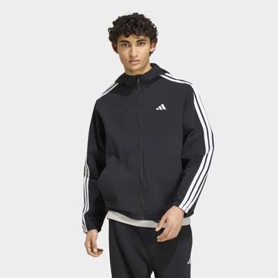 Windbreaker ADIDAS SPORTSWEAR "M 3S WV WB LND", Herren, Gr. M, schwarz-weiß (schwarz, weiß), Obermaterial: 100% Polyamid, Jacken Windbreaker, sportlicher Windbreaker, für Erwachsene, Streetwear-Stil
