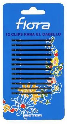 Beter 12 Clips Para el Cabello Flora Negro