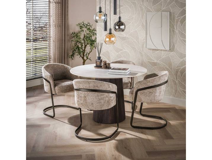 Esszimmertisch Sienna , rund , 3D Keramik , Taj Mahal