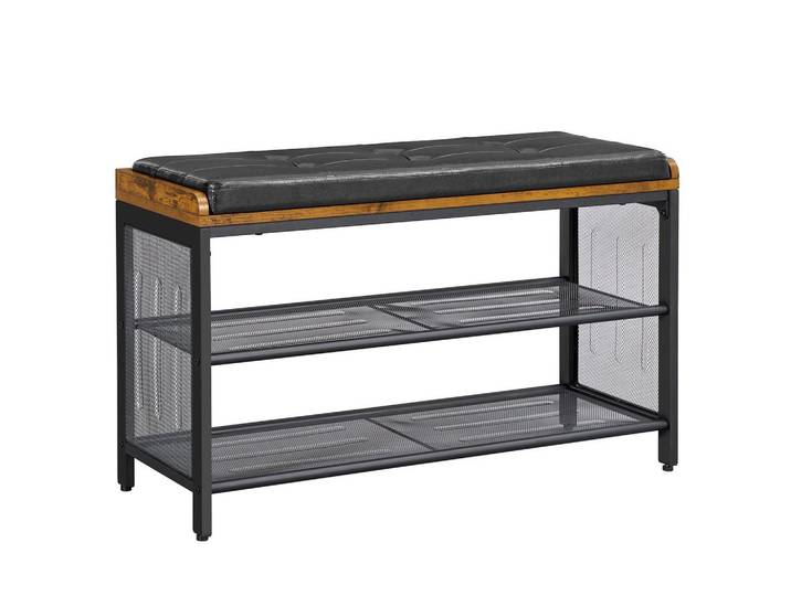Garderobenbank Braun, Schwarz, Lederlook, B: 80 cm