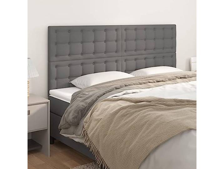 KTHLBRH Kopfteil aus Kunstleder, 4 Stück, grau, langlebig, mit verstellbarer Höhe, für Rückenunterstützung und elegantes Design – schmutzabweisendes Material und einfache Reinigung für Zimmer