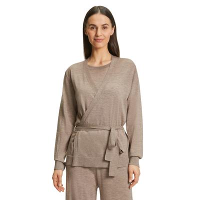 Cardigan FALKE "FALKE Cardigan", Damen, Gr. S, beige (taupe meliert (4045)), Strickjacken
