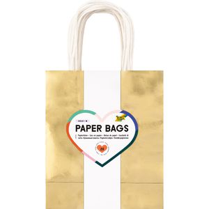 Folia Papiertüten 21869, gold glänzend, 18 x 21 x 8cm, mit Henkel, 20 Stück