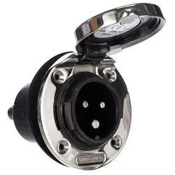 Victron Energy, Zubehör Stromerzeuger, Landanschluss-Steckdose Victron Edelstahl mit Abdeckung 16A/250Vac (2p/3w)