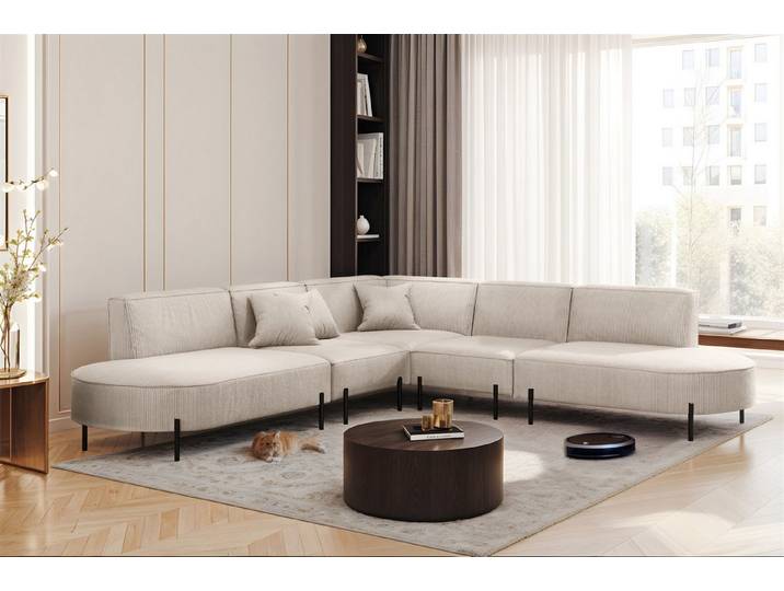 Fun Möbel Ecksofa Sofa VALENCIA Seite universal, Rundumbezug