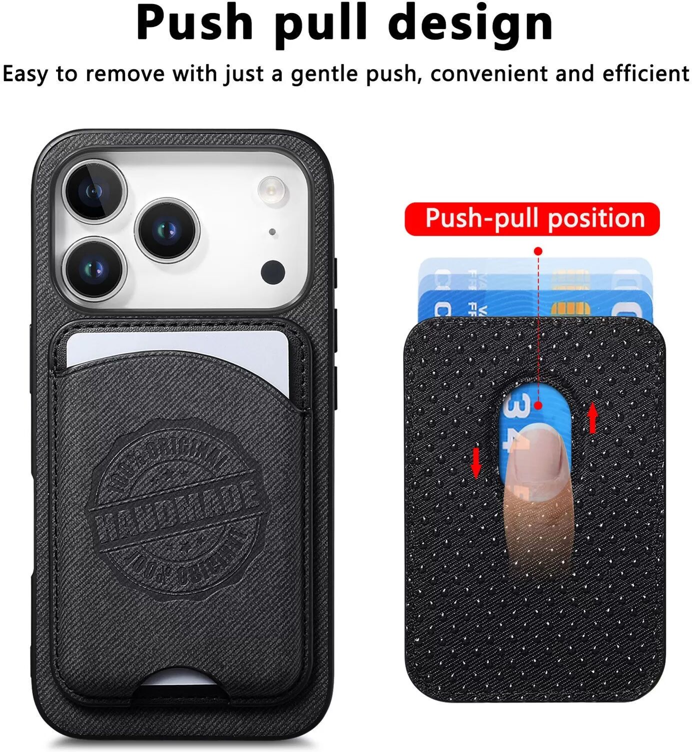 INF Schwarze PU-Leder Magnetische Brieftasche Hülle kompatibel mit iPhone 17 Pro