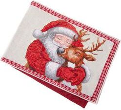 IH Casa Decor "Tapestry Table Runner Santa and Reindeer 36"""