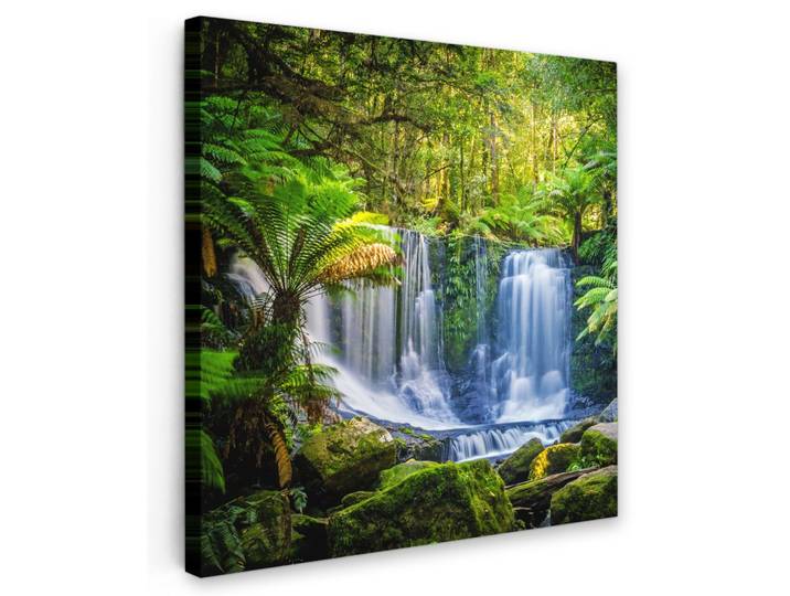 LEINWANDBILD Dschungel - Wasserfall - Australien - Pflanzen - Natur Wandbild Wohnzimmer 50x50 cm