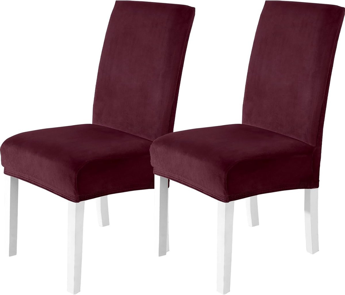 SnelShoppen Velvet Stoelhoezen voor Eetkamerstoelen - 2 Stuks - Universele Stretch Stoelhoevers - Wasbaar