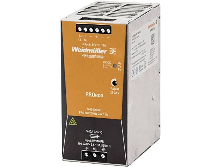 Weidmueller PRO ECO 240W 24V 10A DIN-rail-voeding (DIN-rail) 24V/DC 10A 240W 1 x