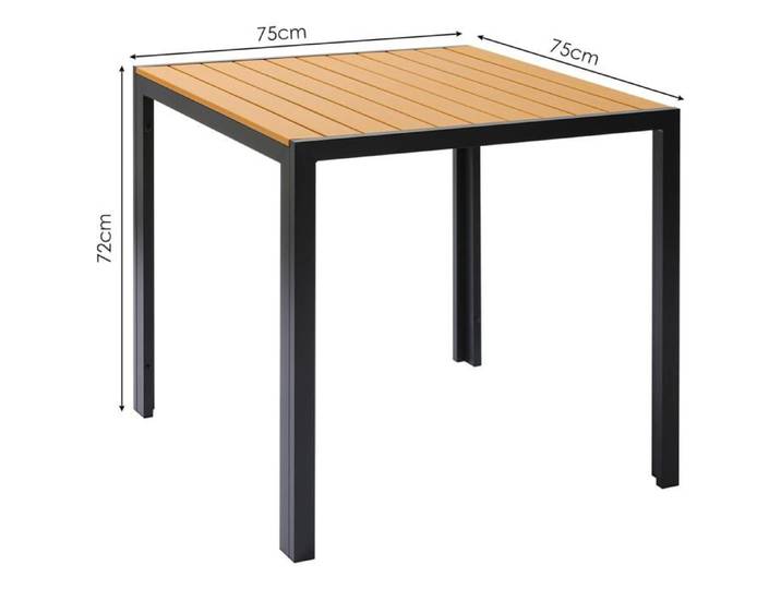 Table de Jardin Extérieur Table de Balcon Carrée Table de Terrasse Aluminium WPC Résistante aux Intempéries 75x75cm Marron