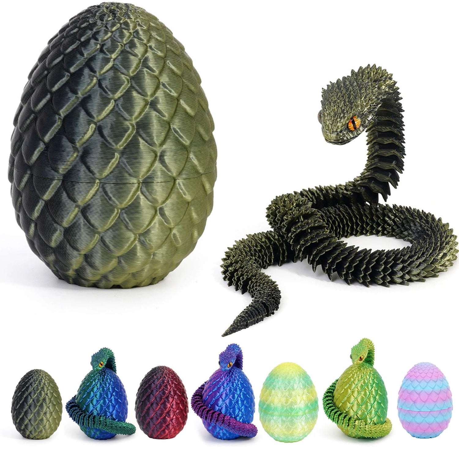 3D Draken Ei met uitkomende draak - Fantasy decoratie voor verzamelaars - Slangenzwart brons