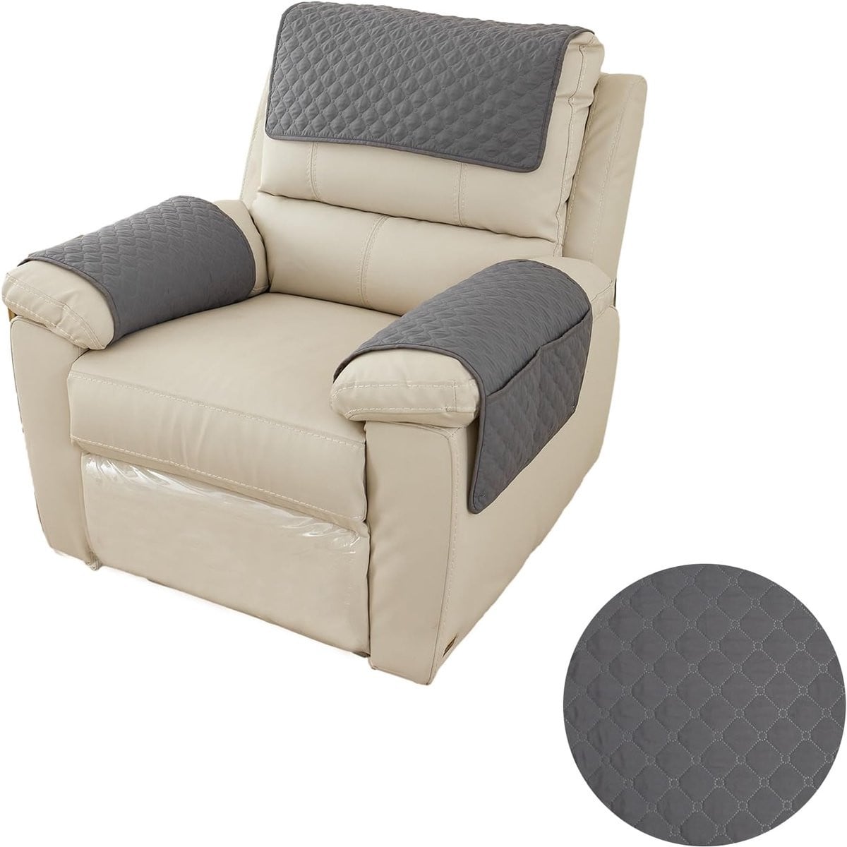 Set van 3 elastische bankarmleuninghoezen voor fauteuils - Donkergrijs