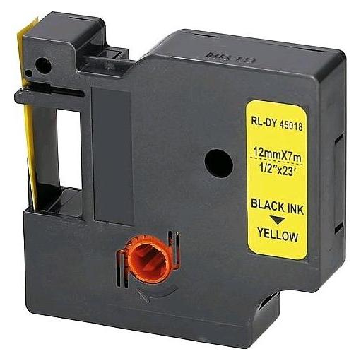G&G Schriftband 15572 Kompatibel ersetzt DYMO 45018, S0720580 Bandfarbe: Gelb (1.20 cm, Schwarz, Gelb) (15572)
