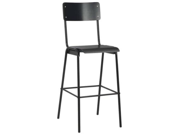 HGPOTUY Barhocker 6 STK. Schwarz Massives Sperrholz Stahl Stapelbar,Stahlbeine,Massives Sperrholz,Schwarz,6 Stk.,Esszimmer,Küche,110 kg