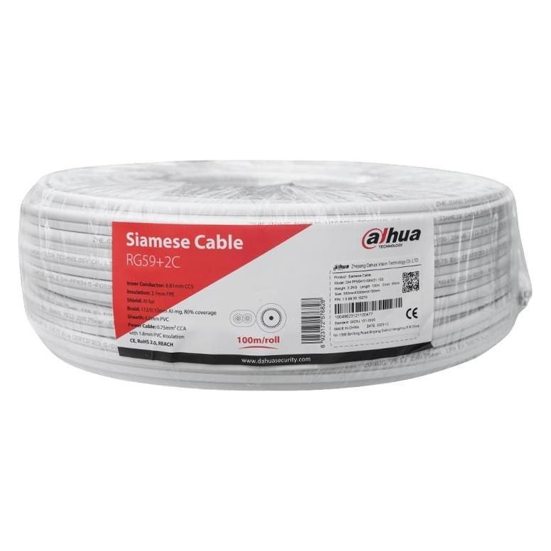Dahua Technology KABEL CCTV PFM941I-RG59N/21-100-WHITE RG59 + 2 x 0.75 mm (Kabel) (PFM941I-RG59N/21-100-W)