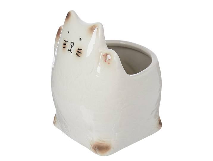 Blumenübertopf Katze Ø 12cm Beige/Beige