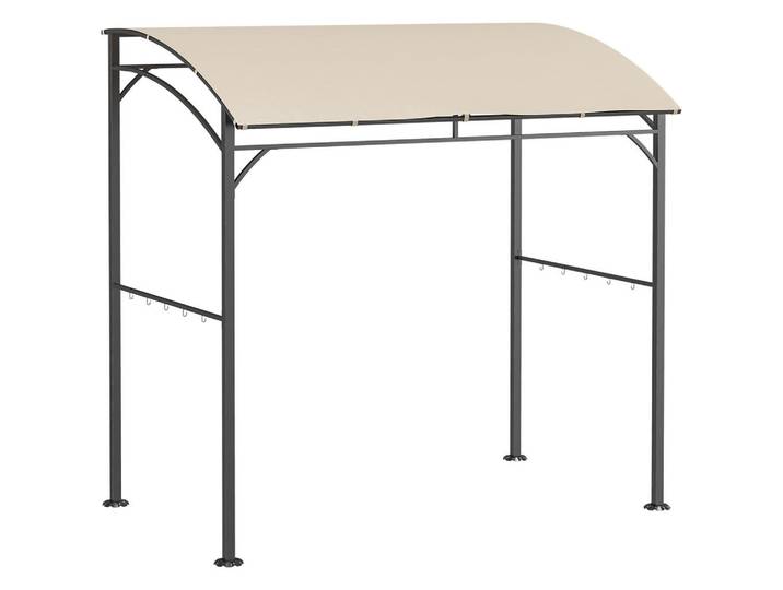 Outsunny Grillpavillon, Polyester, Beige+Schwarz, Metall, 150x220x215 cm, Sonnenschutz, Pavillons